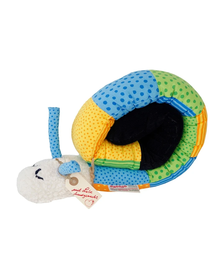 Puckschnecke Patchwork blau bunt Länge 110 cm