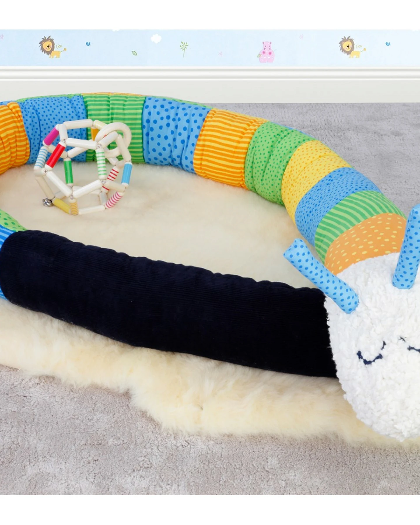Puckschnecke Patchwork blau bunt Länge 200 cm – Ansicht 2