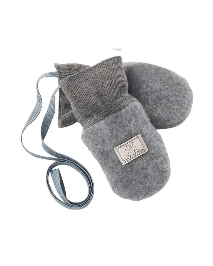 Pickapooh Baby und Kinder Fäustlinge Bio-Schurwolle Fleece dunkelgrau Gr.1 (bis 9 Monate)