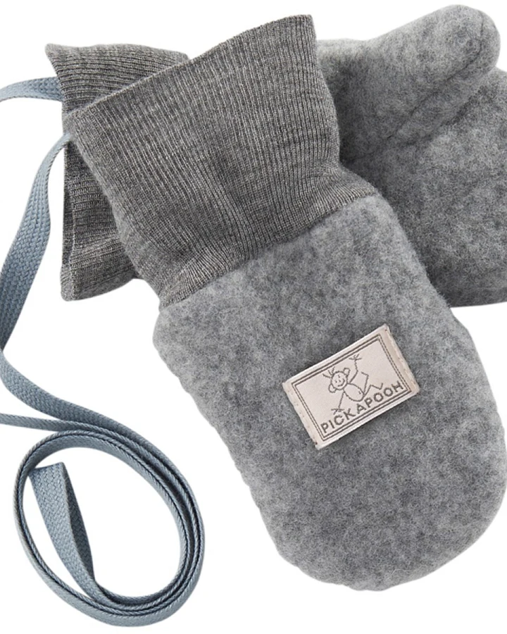 Pickapooh Baby und Kinder Fäustlinge Bio-Schurwolle Fleece dunkelgrau Gr.2 (bis 2 Jahre)
