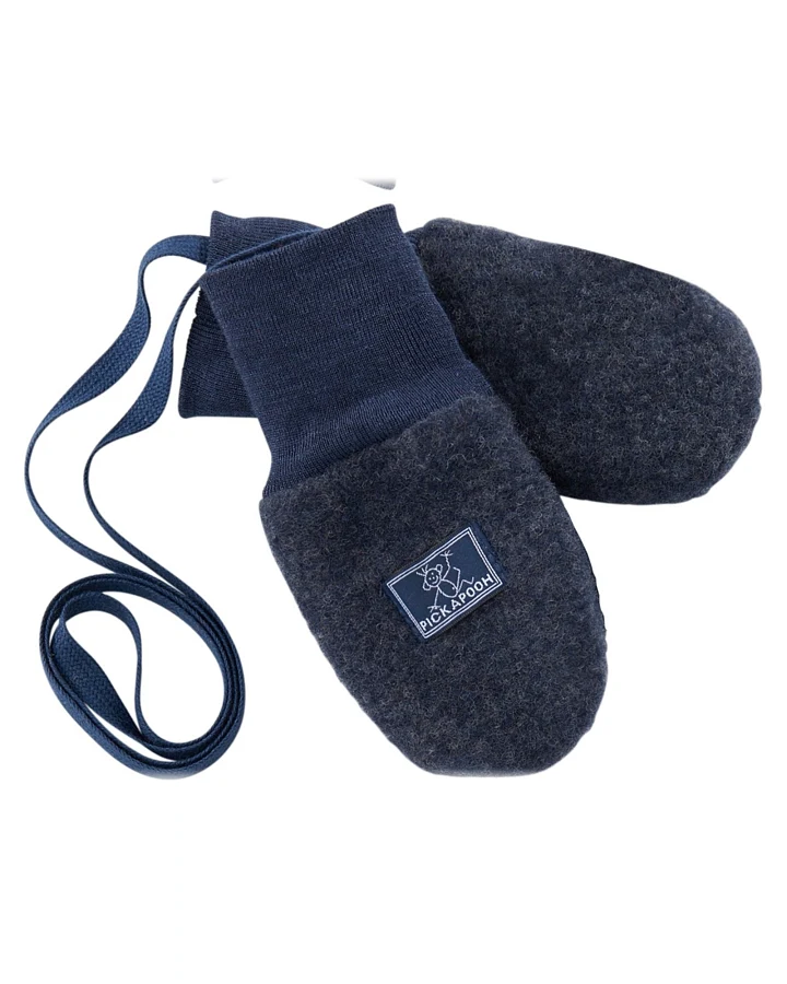 Pickapooh Baby und Kinder Fäustlinge Bio-Schurwolle Fleece marine Gr.1 (bis 9 Monate)