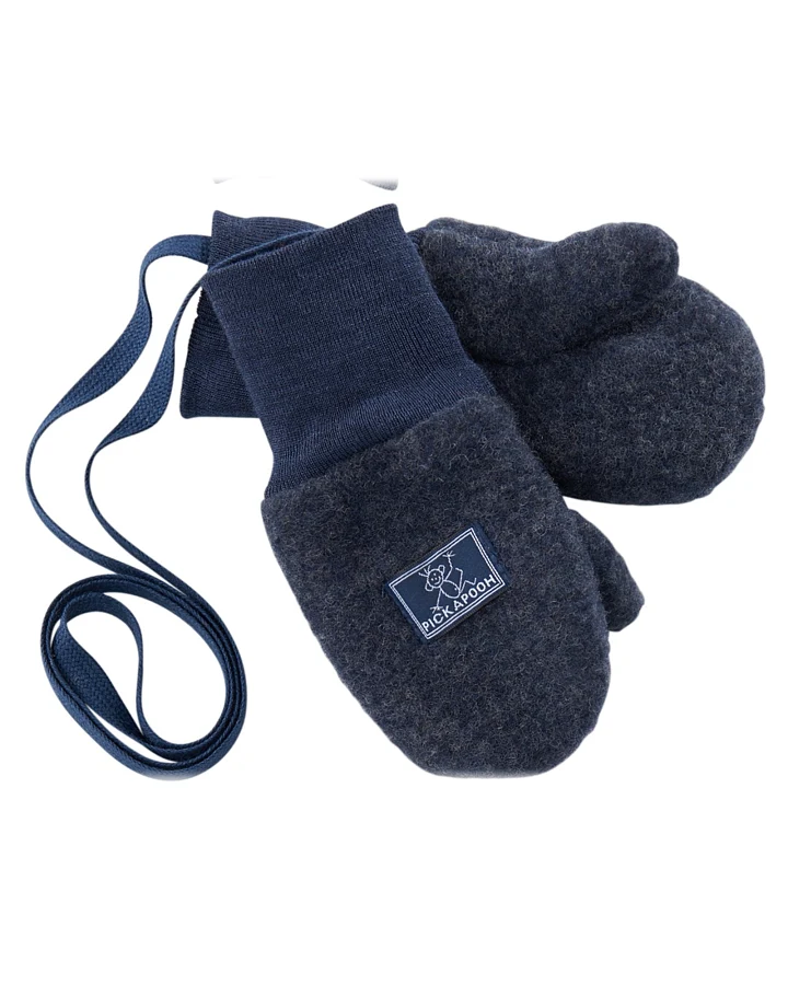 Pickapooh Baby und Kinder Fäustlinge Bio-Schurwolle Fleece marine Gr.2 (bis 2 Jahre)