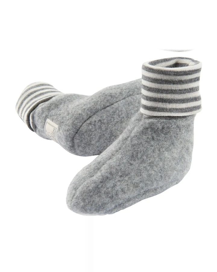 Pickapooh Babyschuhe Krabbelschuhe Bio-Schurwoll-Fleece grau Gr.1 (0-3 Monate)