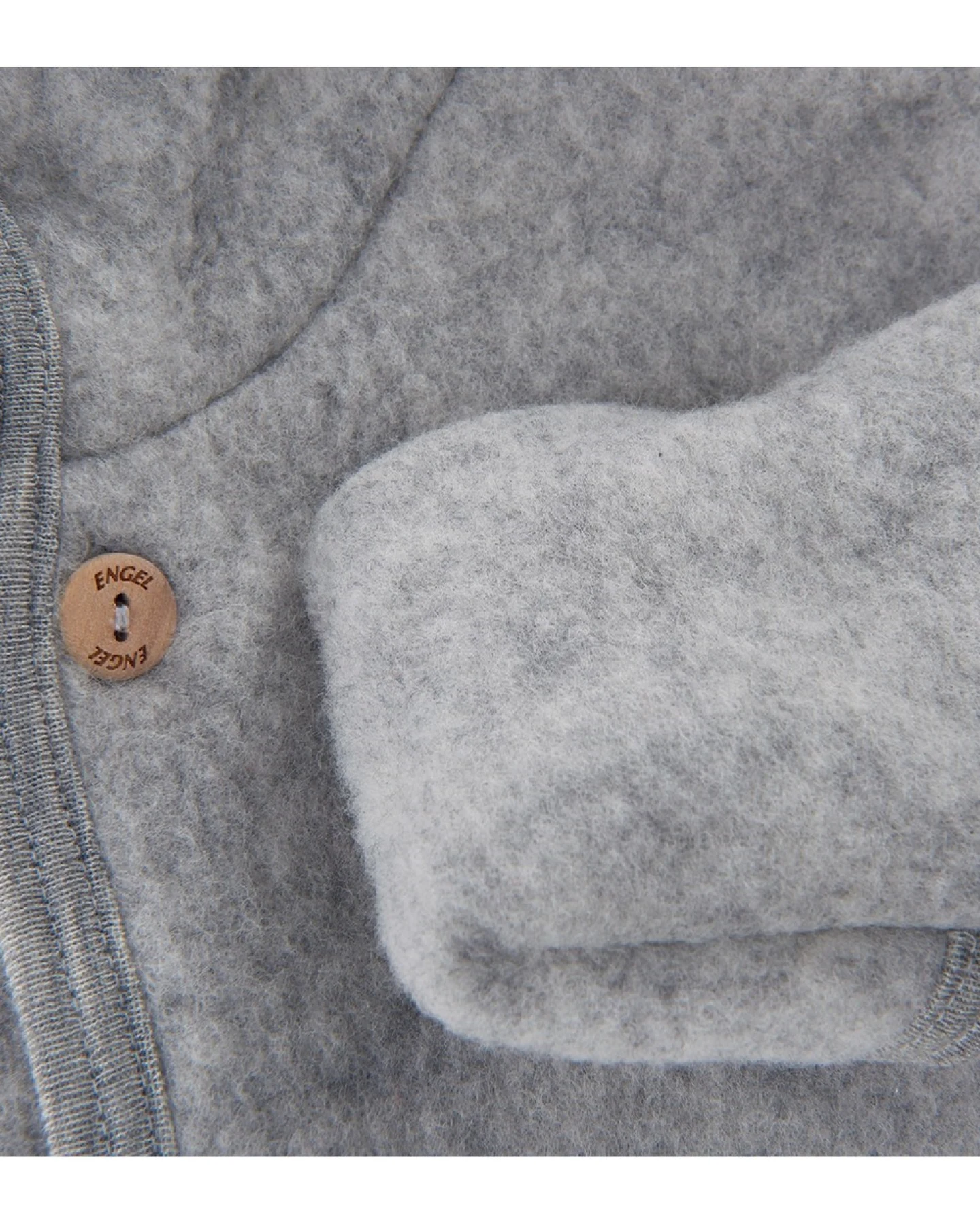 Engel Natur Baby Kapuzenoverall Bio-Merinowolle Fleece melange-hellgrau Gr. 62/68 – Ansicht 2