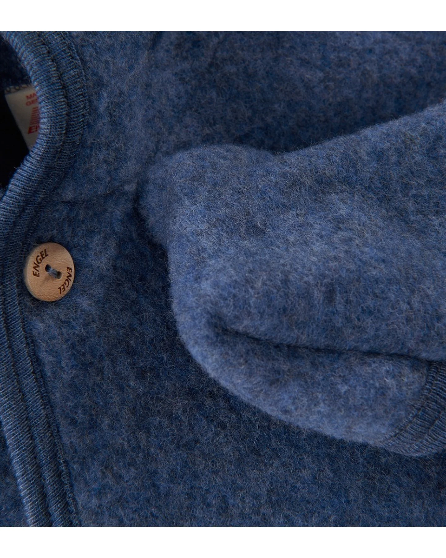 Engel Natur Baby Kapuzenoverall Bio-Merinowolle Fleece melange-blau Gr. 74/80 – Ansicht 2