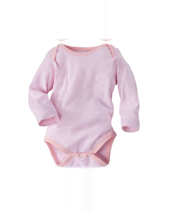 Baby Langarmbody Bio-Baumwolle rose-weiß gestreift Gr. 74/80