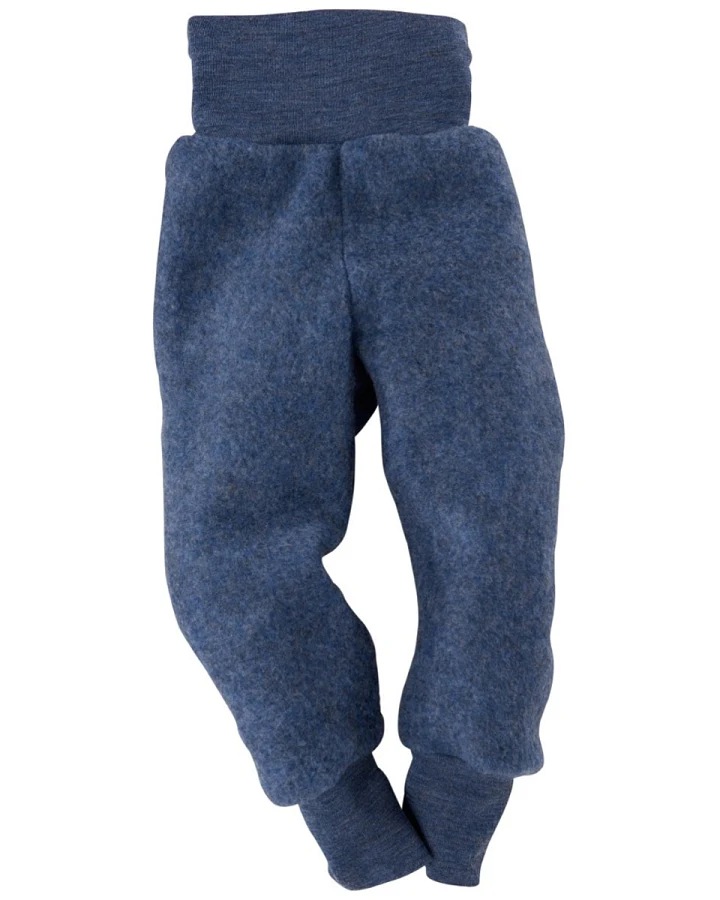 Produktseite: Engel Natur Babyhose Bio-Merinowolle Fleece maschinenwaschbar melange-blau Gr. 62/68