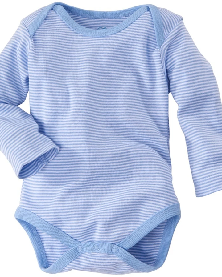 Baby Langarmbody Bio-Baumwolle hellblau-weiß gestreift Gr. 74/80