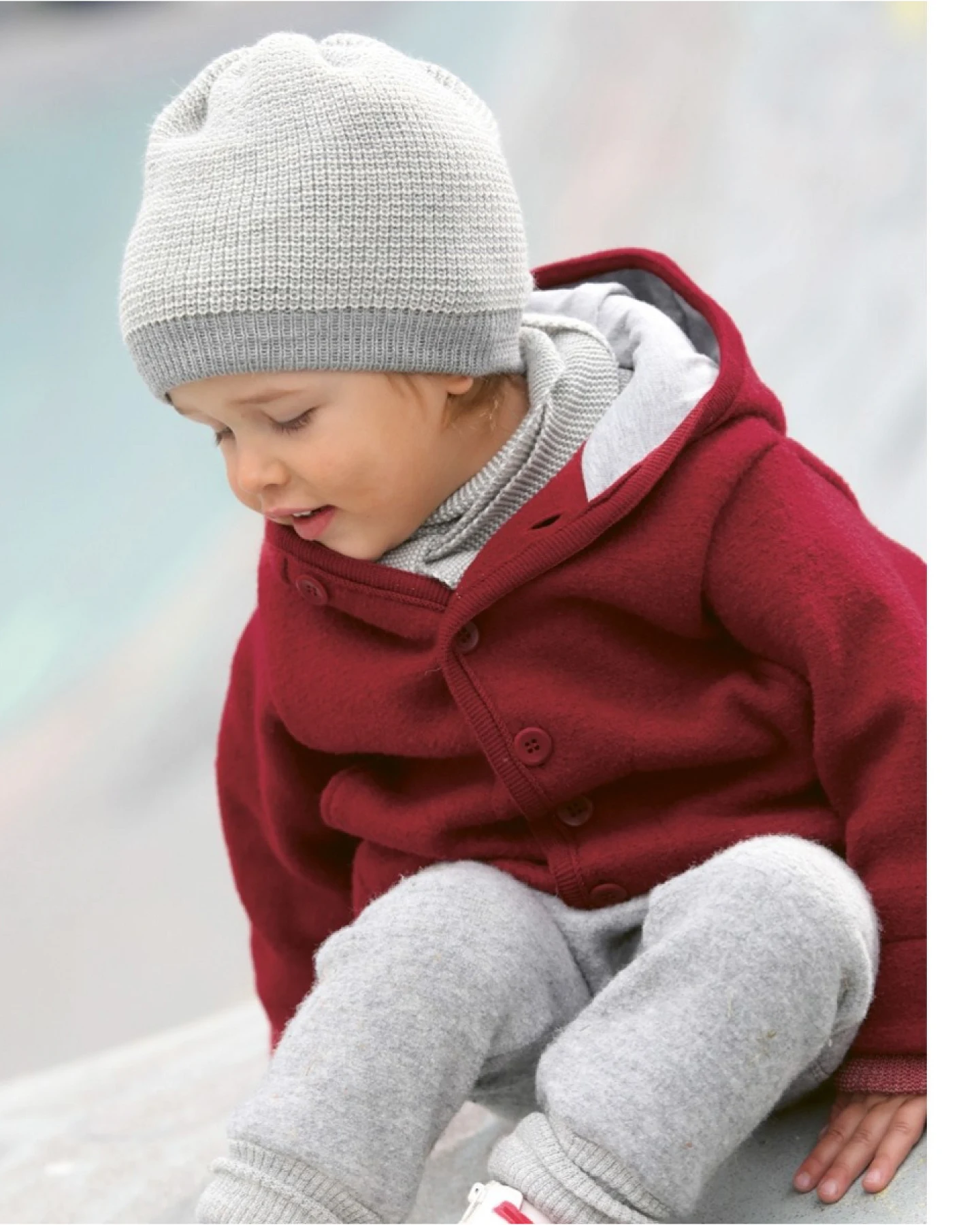 Disana Baby Mütze Beanie Bio Merinowolle melange-hellgrau Gr.42-46 – Ansicht 2