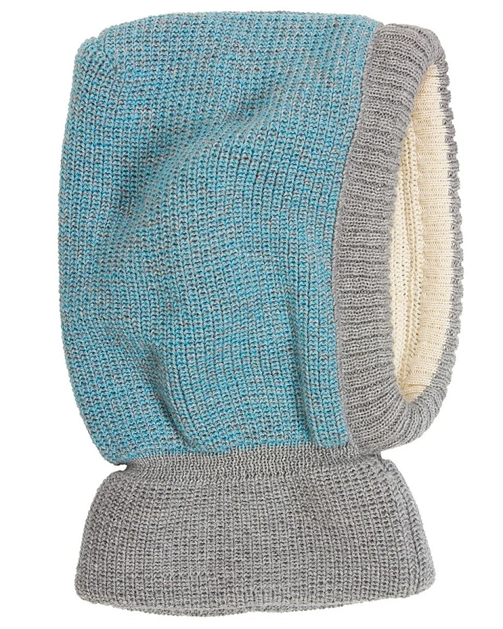 Baby und Kinder Schalmütze grau-blau melange Gr.46/48