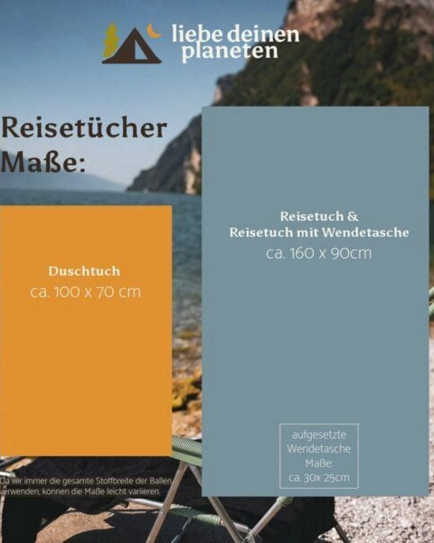 Liebe Deinen Planeten Bio Reisehandtuch Duschtuch 100x70cm aus BioBaumwolle, saugstark und schnell trocknend in vielen Farben – Ansicht 2