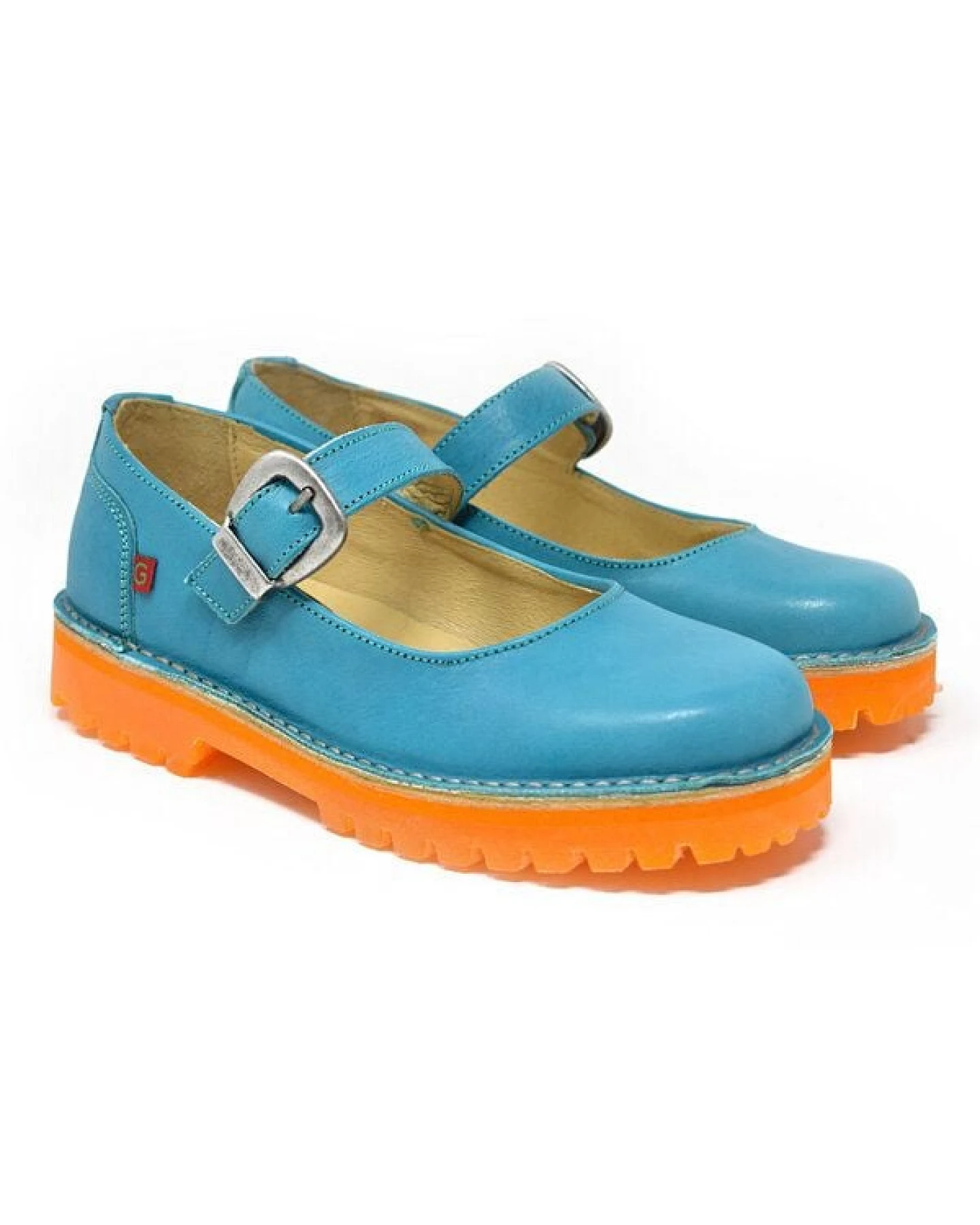 Grünbein Shoes Spangen-Ballerinas Vivienne lose Einlage blau-orange – Ansicht 2