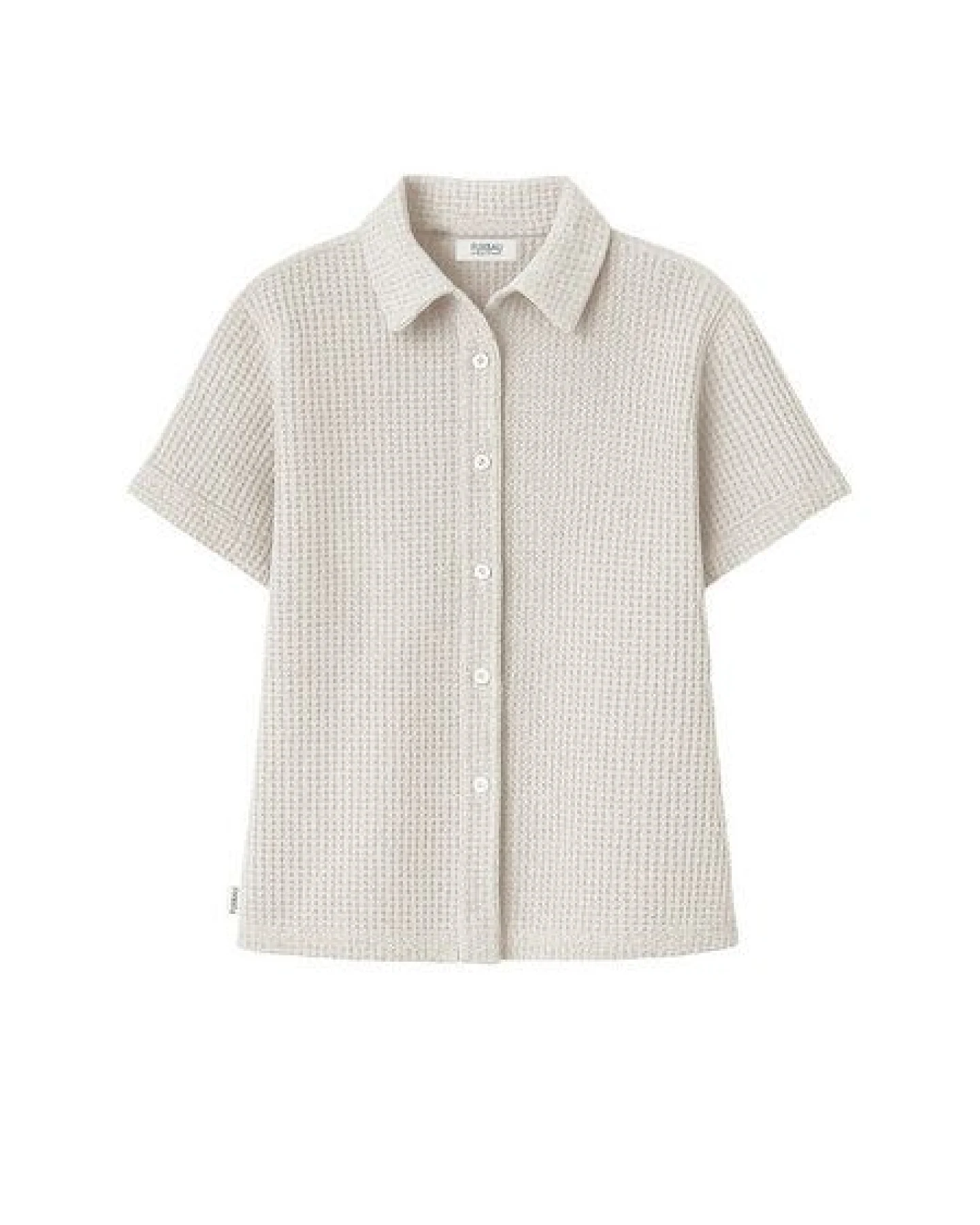 FUXBAU Frauen kurzarm Waffelstrick Bluse – Ansicht 2