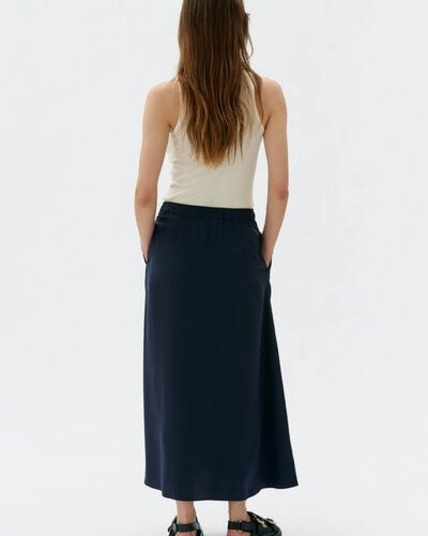 Maska KAJA fließender Rock aus Tencel-Satin, Deep Night – Ansicht 3