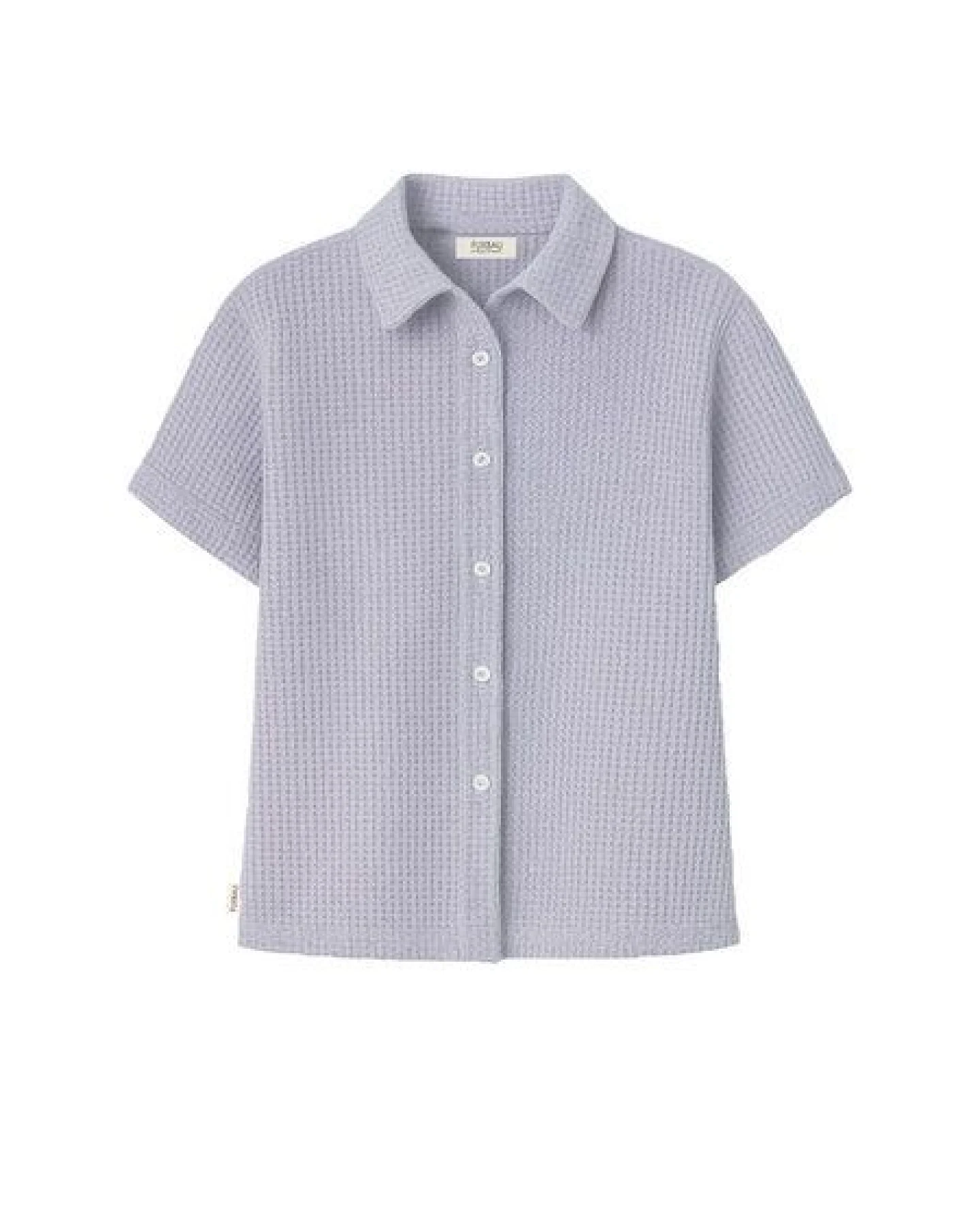FUXBAU Frauen kurzarm Waffelstrick Bluse – Ansicht 2
