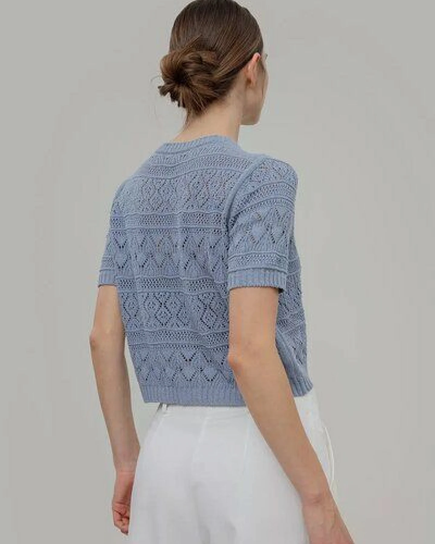 Rifò - Circular Fashion Made in Italy Neda Kurzarm-Pulllover aus recykelter und Bio-Baumwolle – Ansicht 2