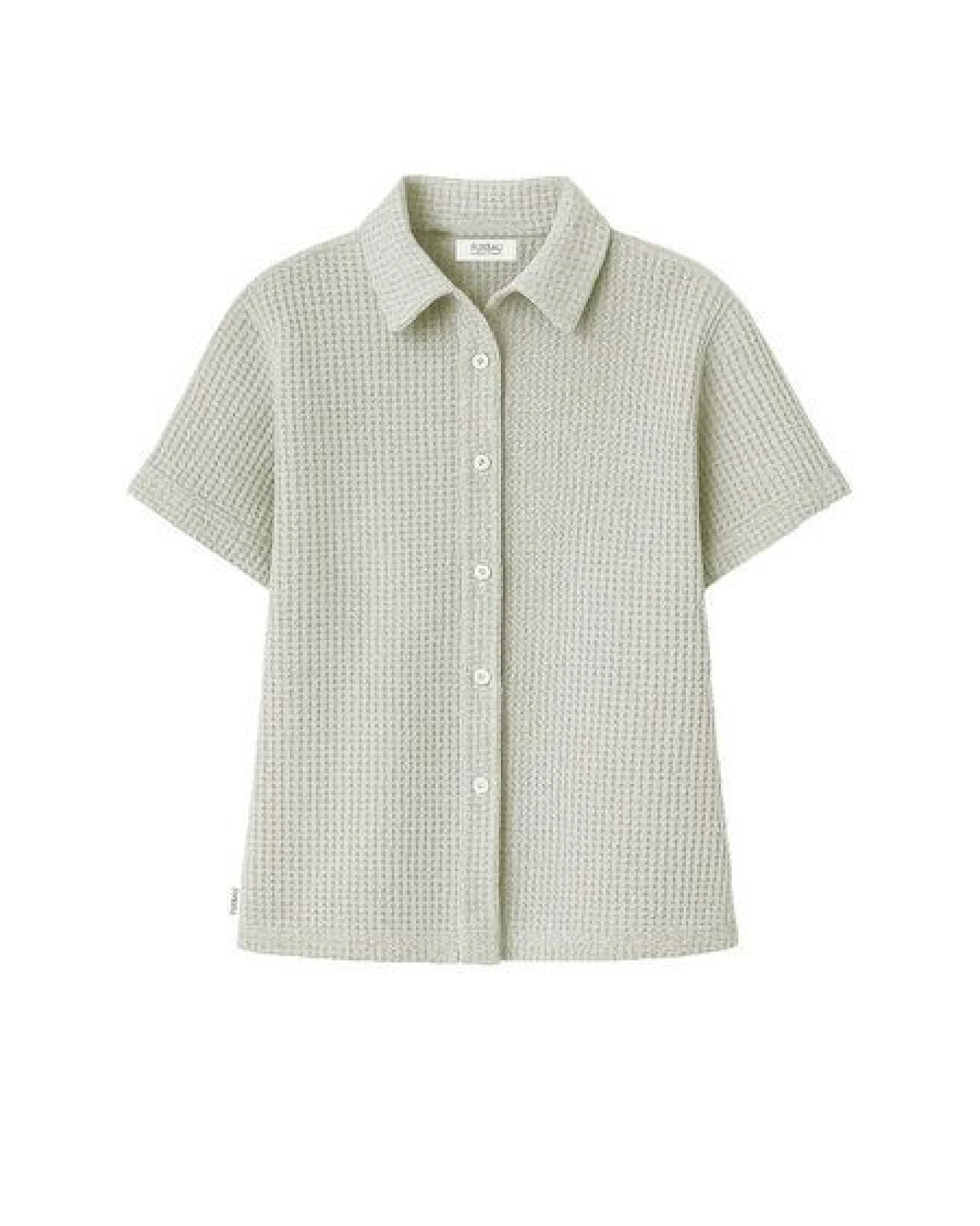 FUXBAU Frauen kurzarm Waffelstrick Bluse – Ansicht 2