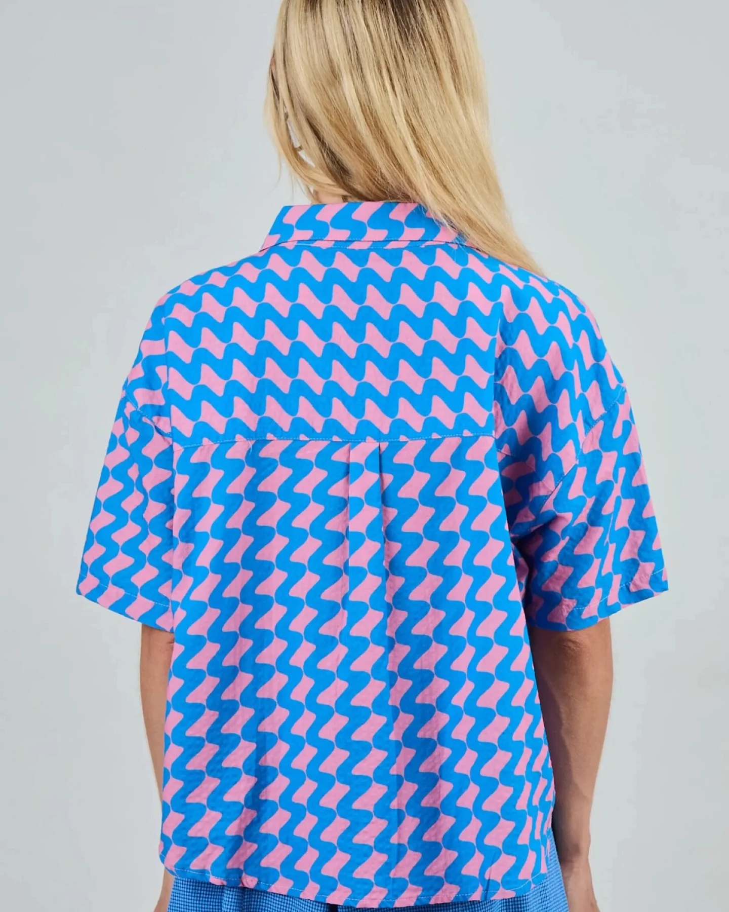 Bluse Gum Oversize Cropped Blau – Ansicht 4