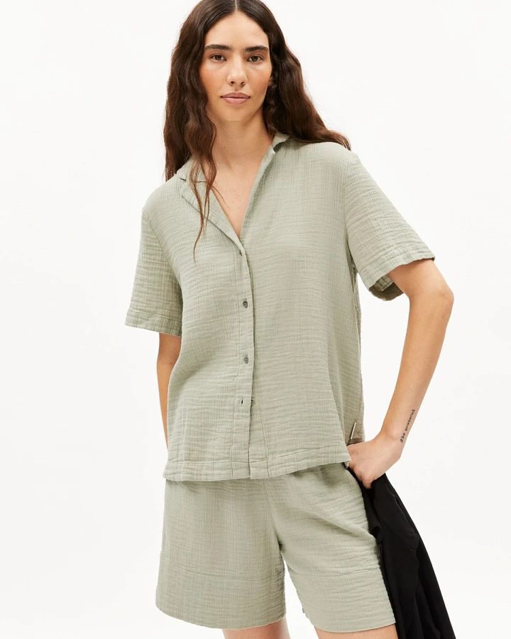 Bluse Kurzarm Maaite Musselin Grün
