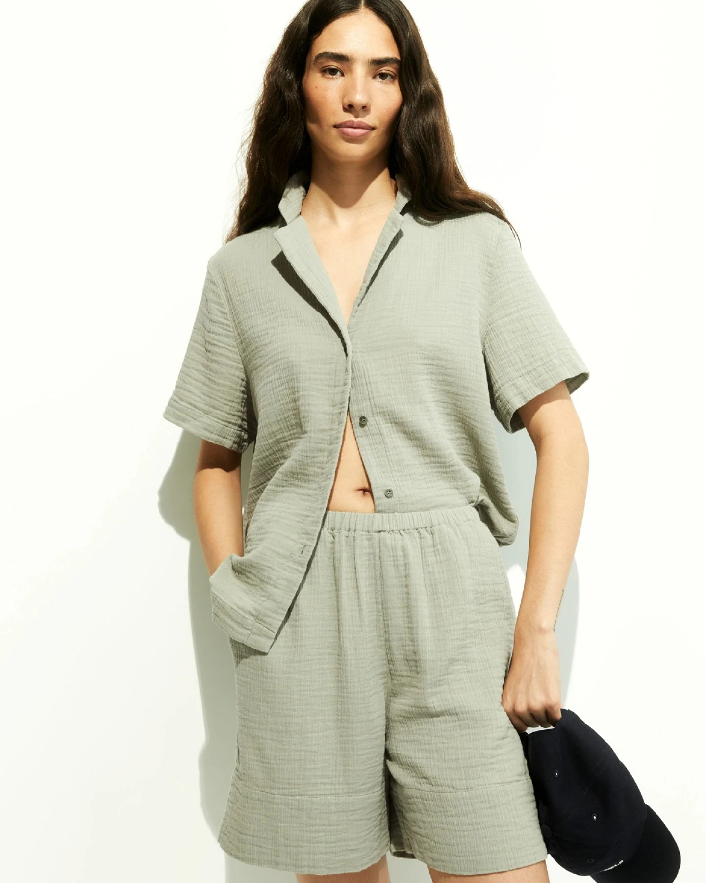 Bluse Kurzarm Maaite Musselin Grün – Ansicht 3