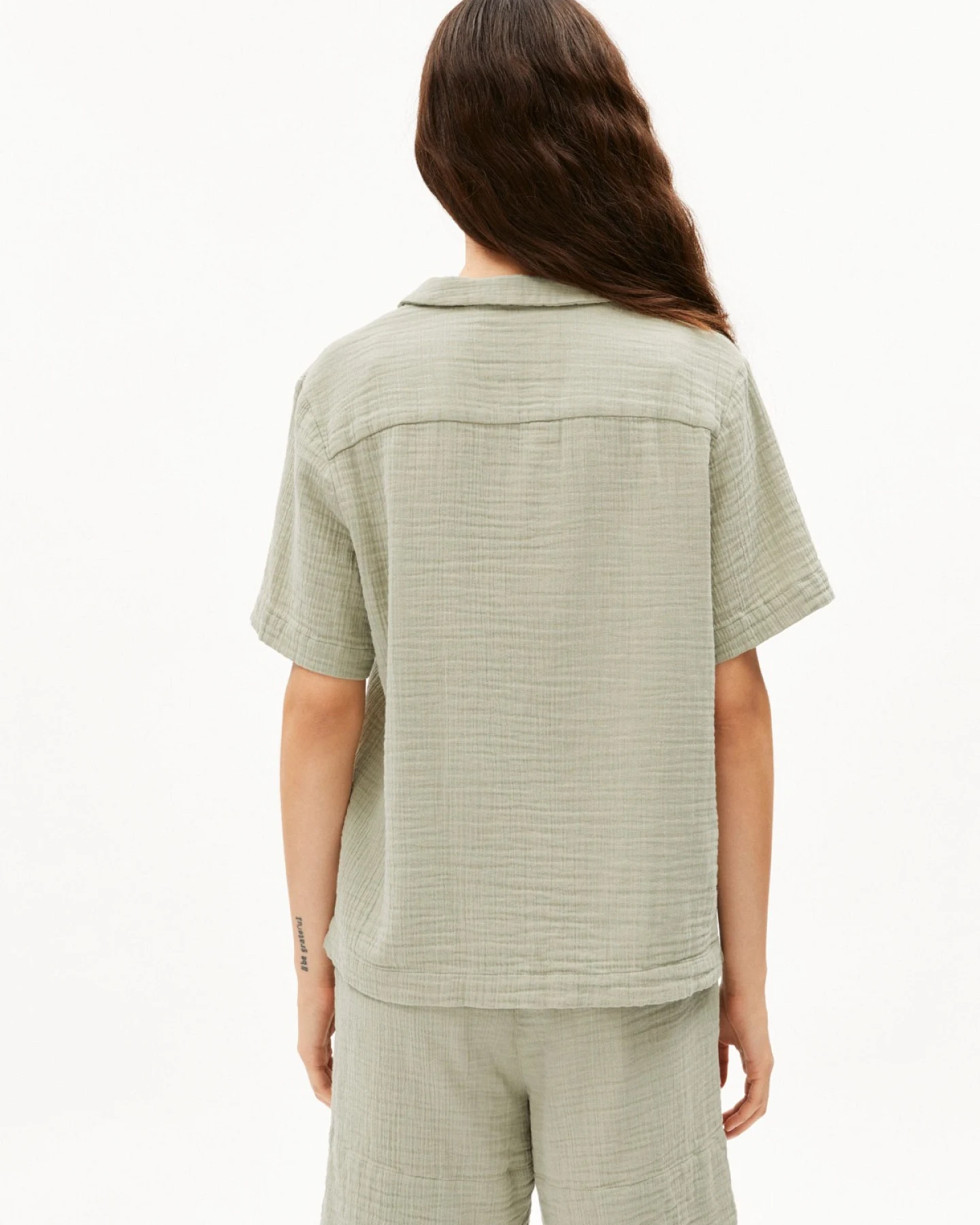 Bluse Kurzarm Maaite Musselin Grün – Ansicht 5