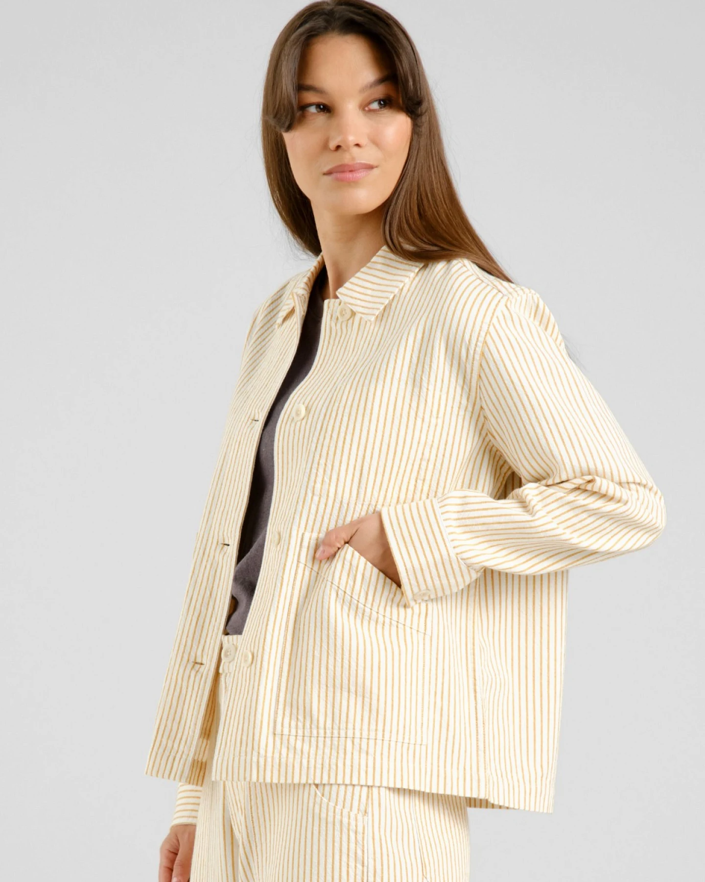 Jacke Stiby Work Stripe Gelb – Ansicht 2