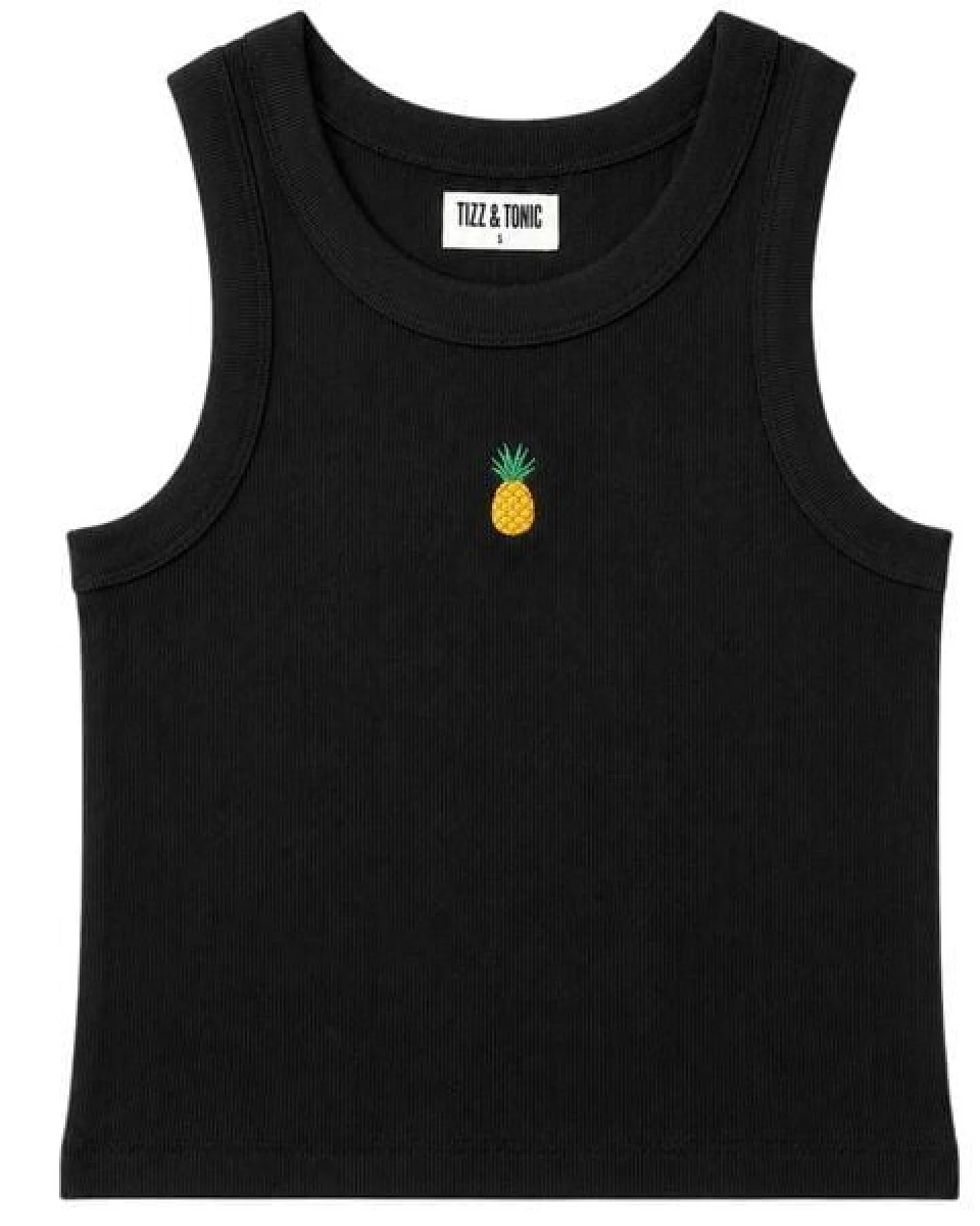 TIZZ & TONIC Ananas-besticktes Geripptes Tanktop aus Bio-Baumwolle – Ansicht 3