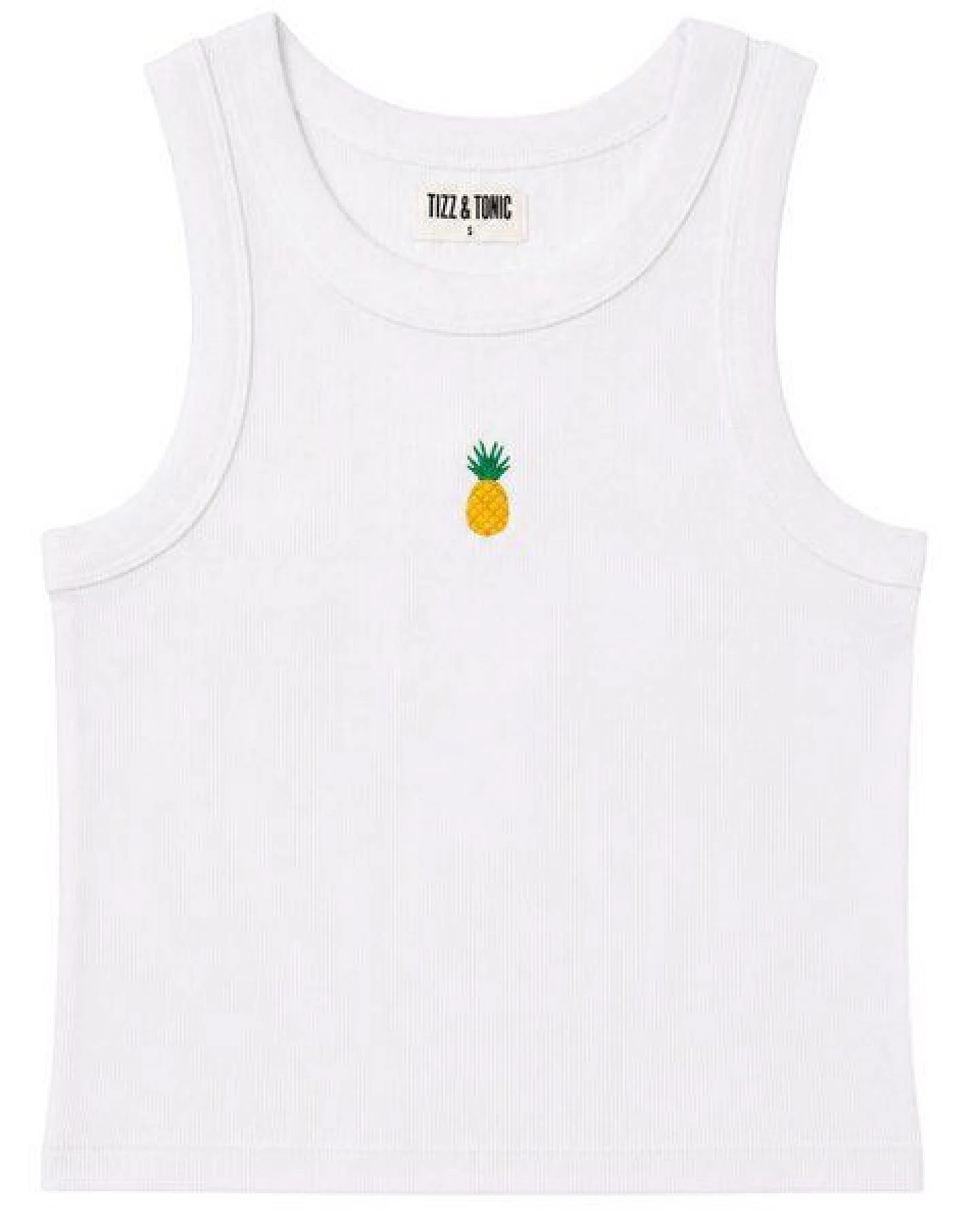 TIZZ & TONIC Ananas-besticktes Geripptes Tanktop aus Bio-Baumwolle – Ansicht 2