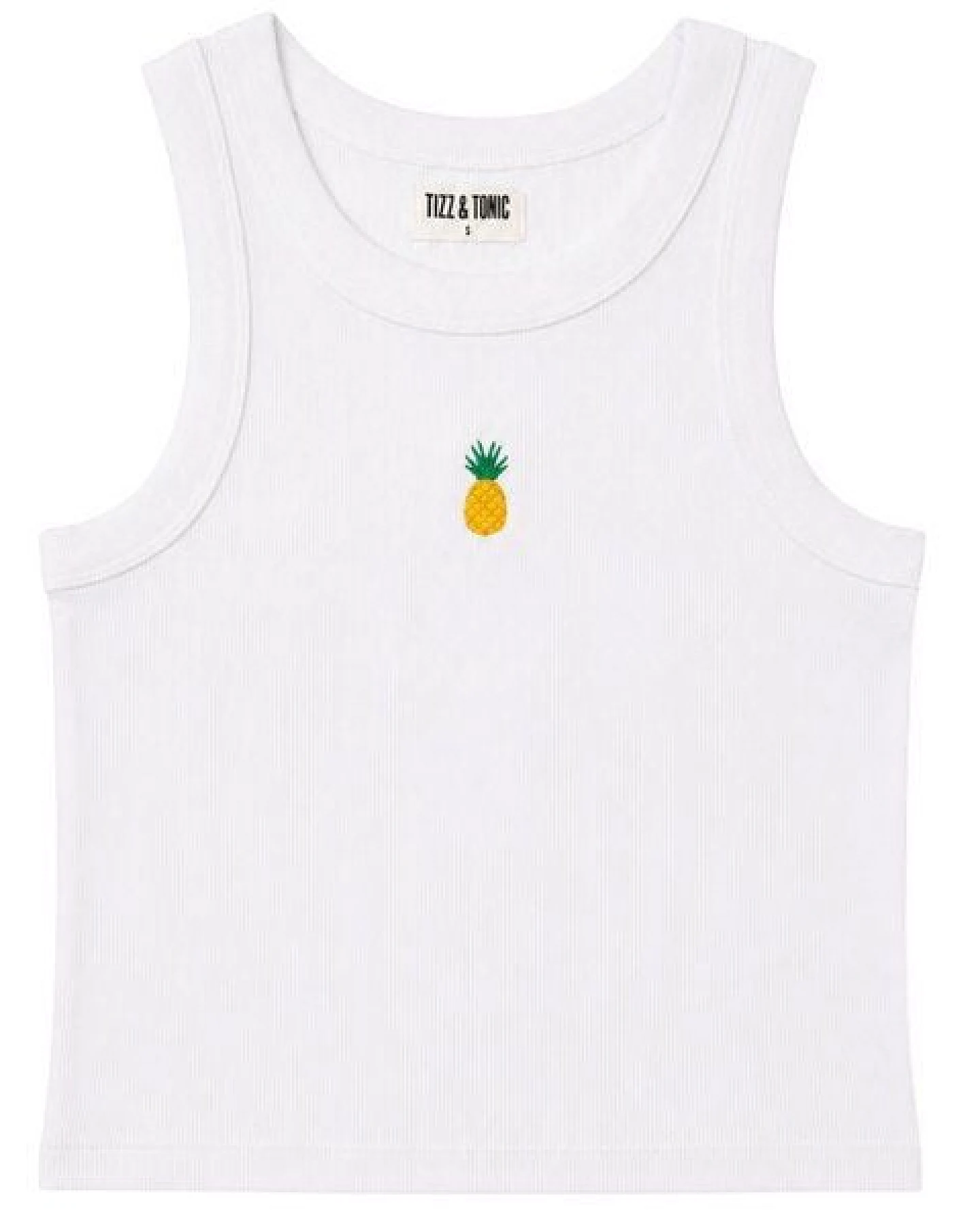 TIZZ & TONIC Ananas-besticktes Geripptes Tanktop aus Bio-Baumwolle – Ansicht 2