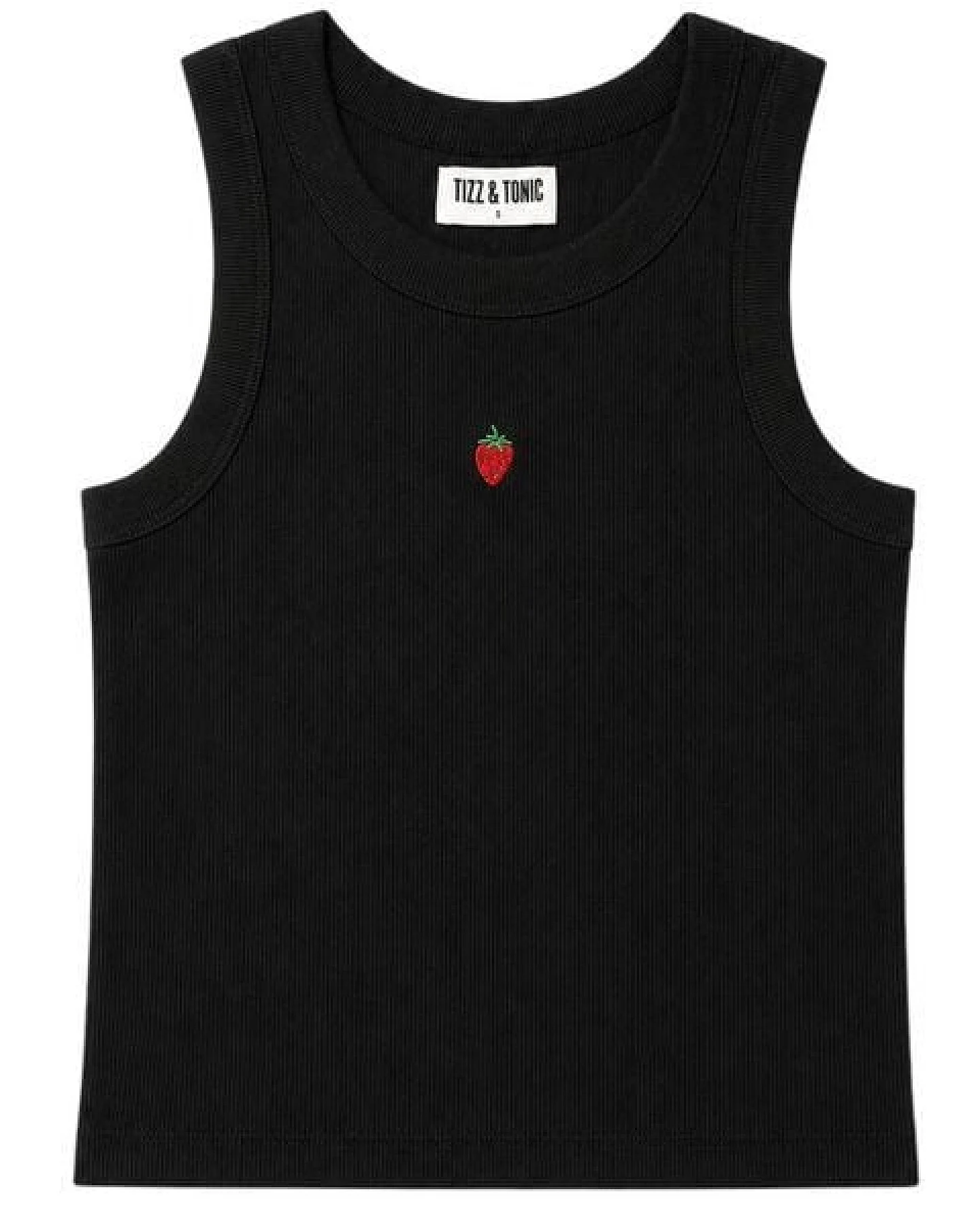 TIZZ & TONIC Erdbeer-besticktes Geripptes Tanktop aus Bio-Baumwolle – Ansicht 3