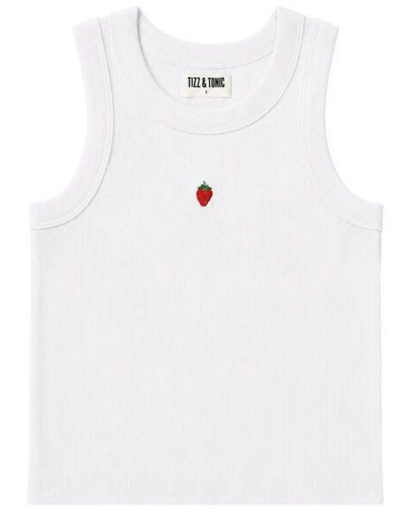 TIZZ & TONIC Erdbeer-besticktes Geripptes Tanktop aus Bio-Baumwolle – Ansicht 2