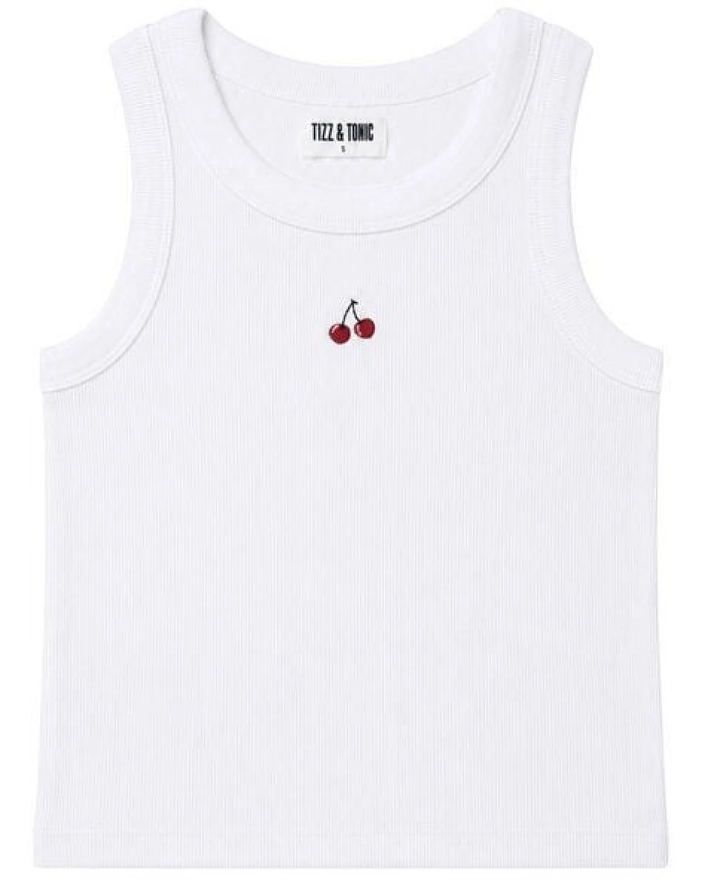 TIZZ & TONIC Kirsche-besticktes Geripptes Tanktop aus Bio-Baumwolle – Ansicht 3