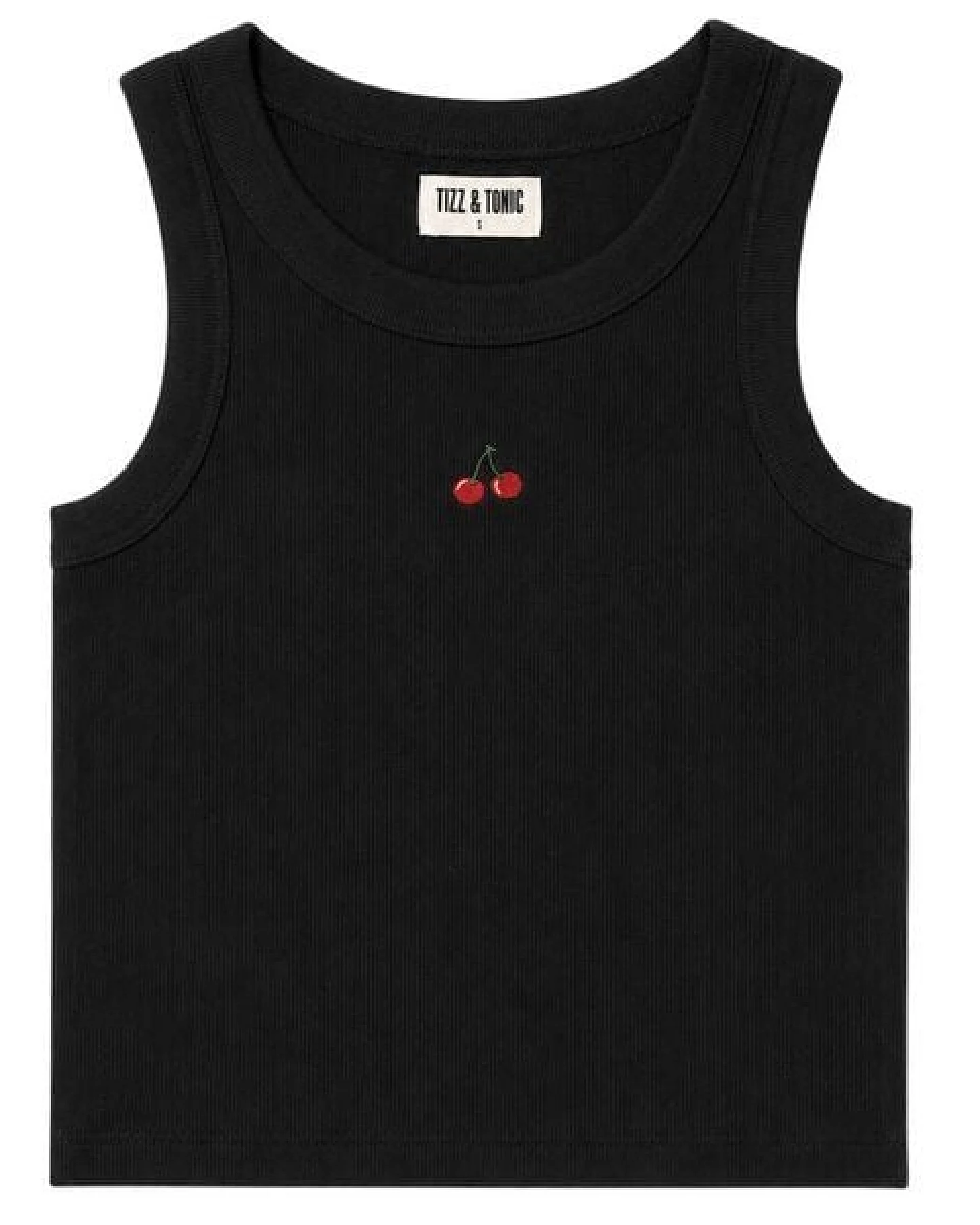 TIZZ & TONIC Kirsche-besticktes Geripptes Tanktop aus Bio-Baumwolle – Ansicht 4