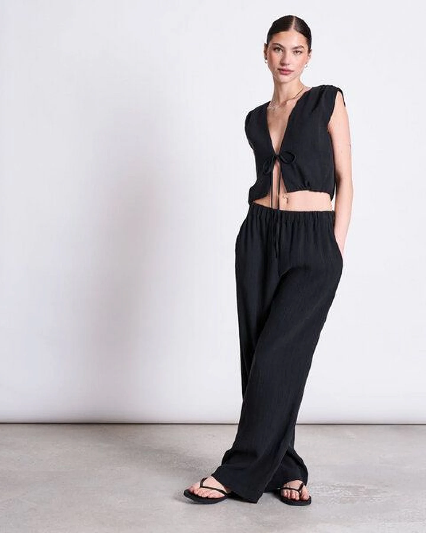 JAN N JUNE Crinkle-Top STROGET mit Bindeband – Ansicht 4