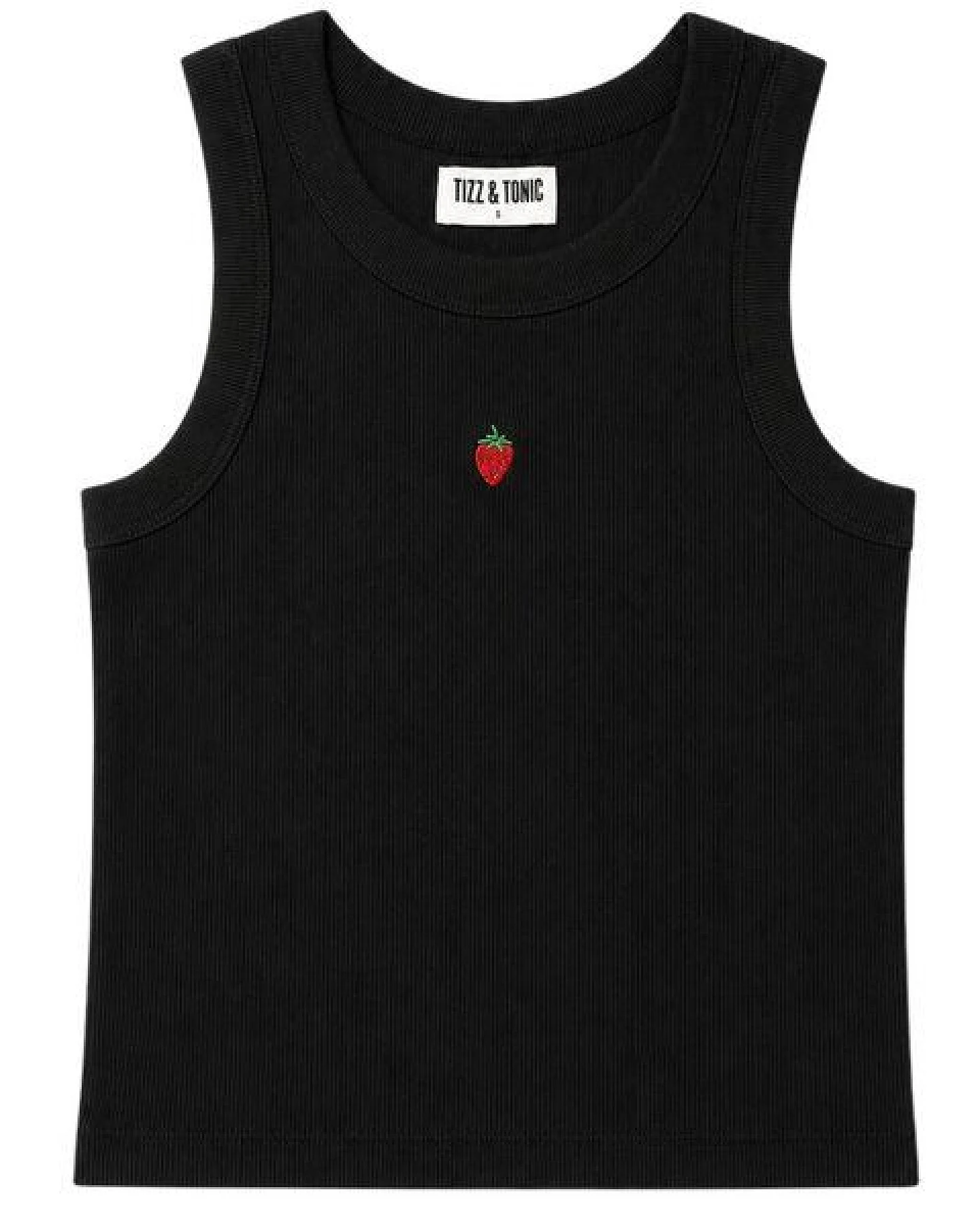 TIZZ & TONIC Erdbeer-besticktes Geripptes Tanktop aus Bio-Baumwolle – Ansicht 3