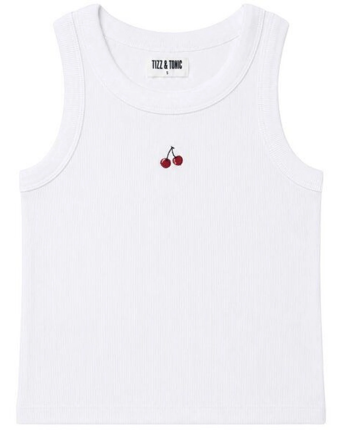 TIZZ & TONIC Kirsche-besticktes Geripptes Tanktop aus Bio-Baumwolle – Ansicht 3