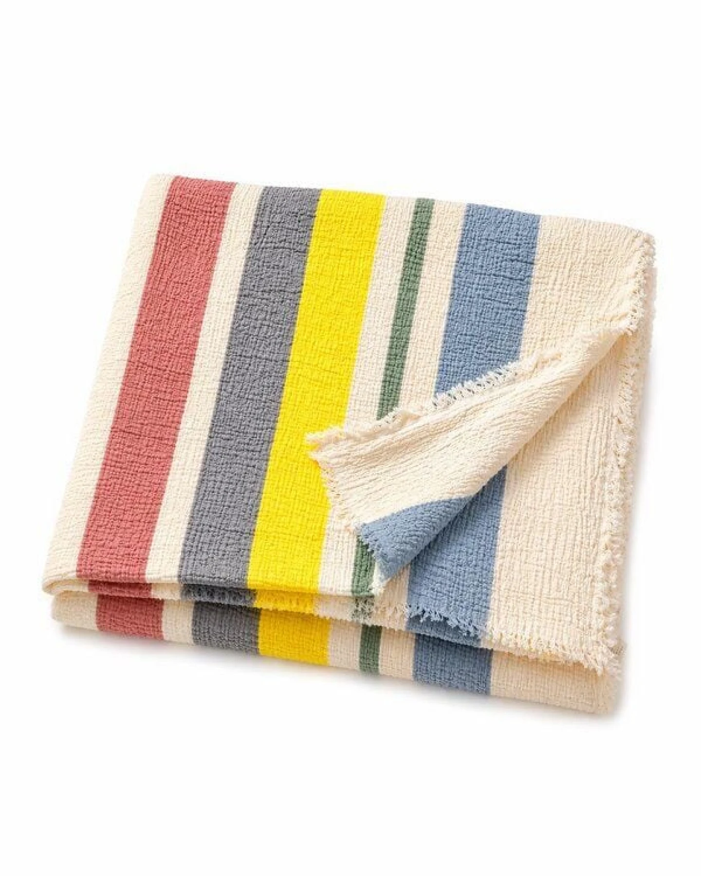 Sandiik Musselin-Tagesdecke „Pastell Stripe – 200 x 230 cm aus Bio-Baumwolle – Ansicht 3