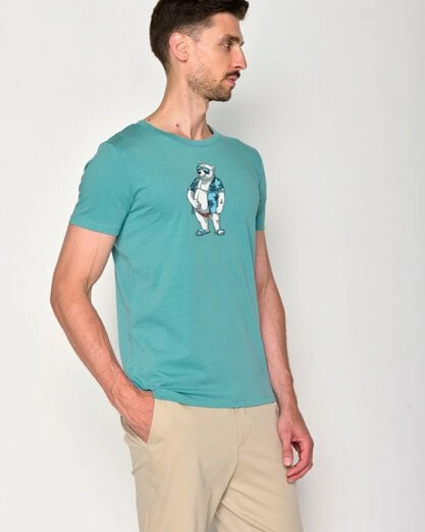 GREENBOMB Animal Beach Bear Guide - Sportliches T-Shirt aus Bio-Baumwolle / hochwertiger Print / GOTS / Fair & Vegan – Ansicht 2
