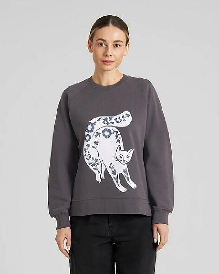 DEDICATED Ystad Flower Cat Damen Sweatshirt