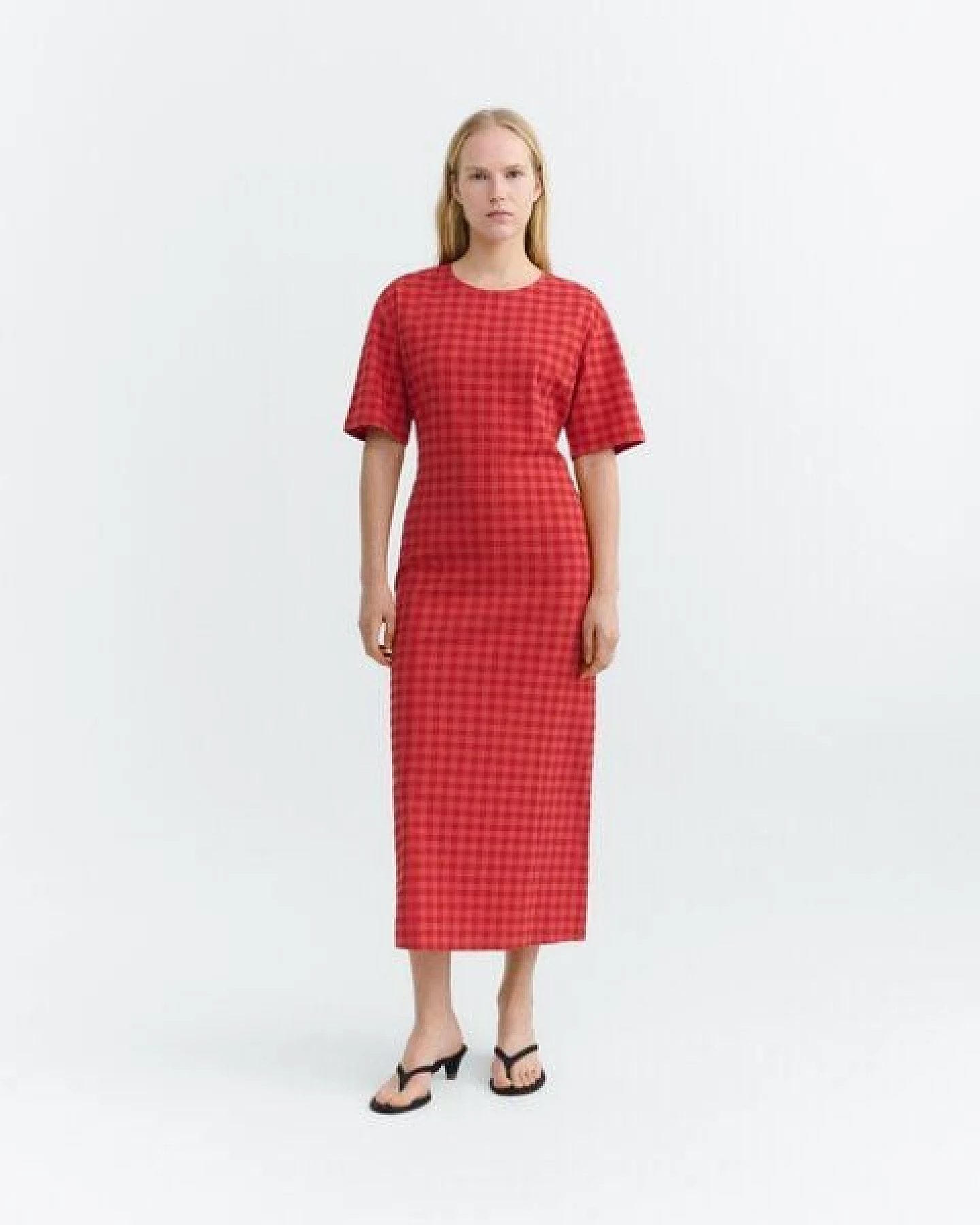 thinking mu RED CHECKS SEERSUCKER KINA DRESS – Ansicht 2