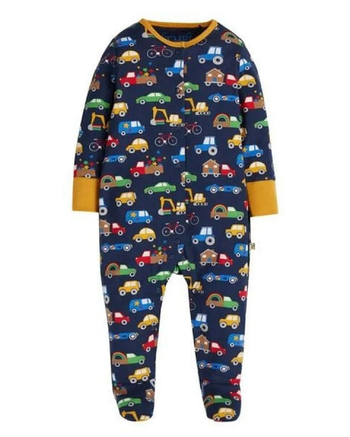 Frugi Babystrampler Rainbow Wheels Schlafanzug