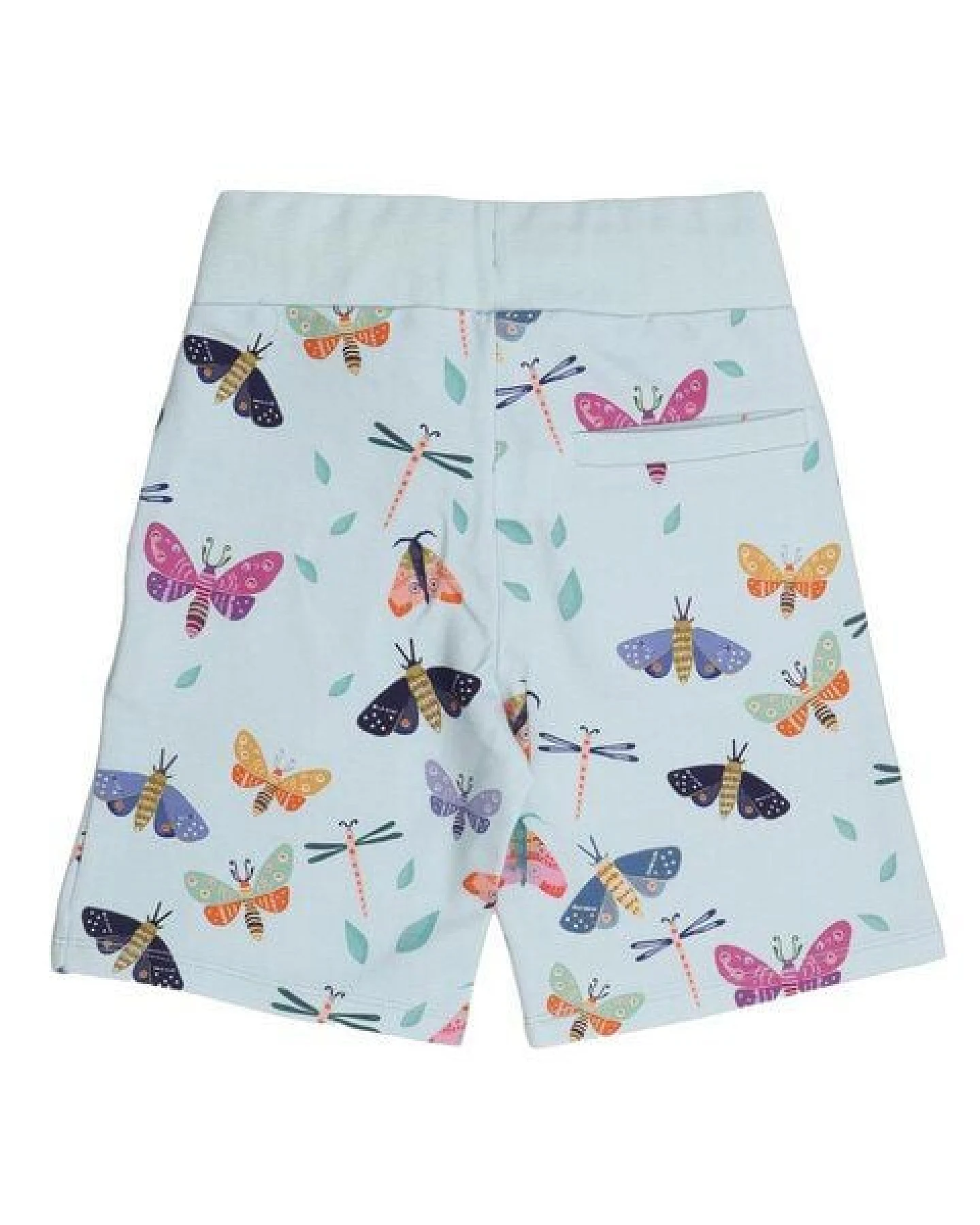 Kinder Shorts GOTS-zertifiziert aus Bio-Baumwolle hellblau mit Schmetterlings-Muster – Walkiddy – Ansicht 4