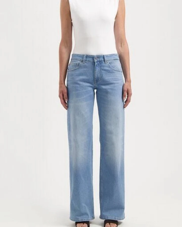MUD Jeans Damen Jeans "Cleo Mid Loose - Light Stone Vintage"