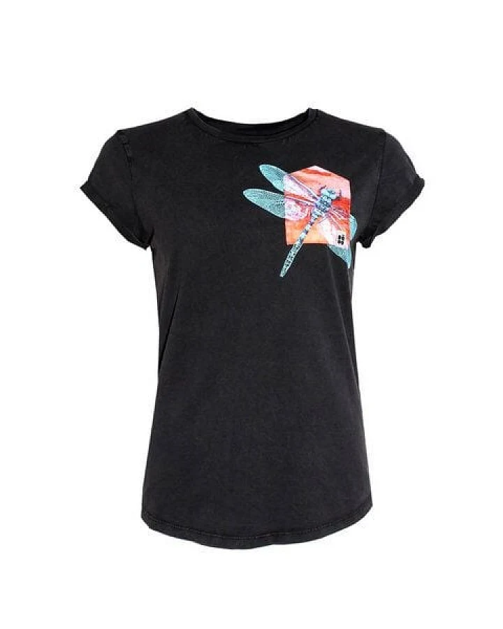 FÄDD Damen T-Shirt Rundhals aus Bio-Baumwolle "Drachenfliege BT" Schwarz