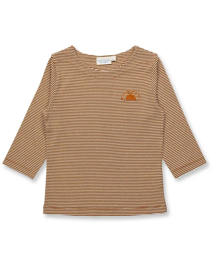 Sense Organics - Shirt 3/4-Arm haselnuss-natur gestreift 110