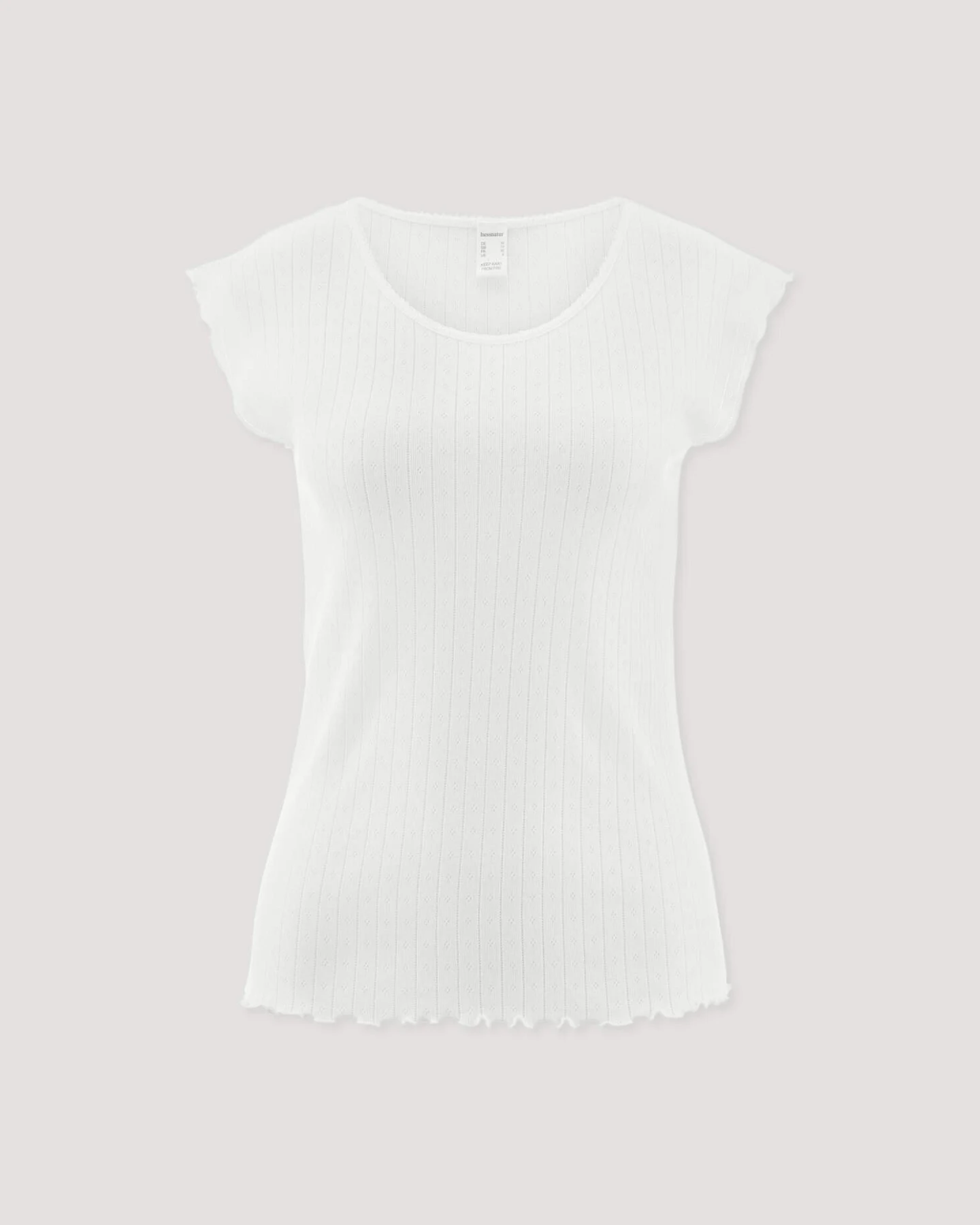 hessnatur Damen Pointelle Schlafshirt PURE COTTON aus Bio-Baumwolle - weiß - Größe 44 – Ansicht 3