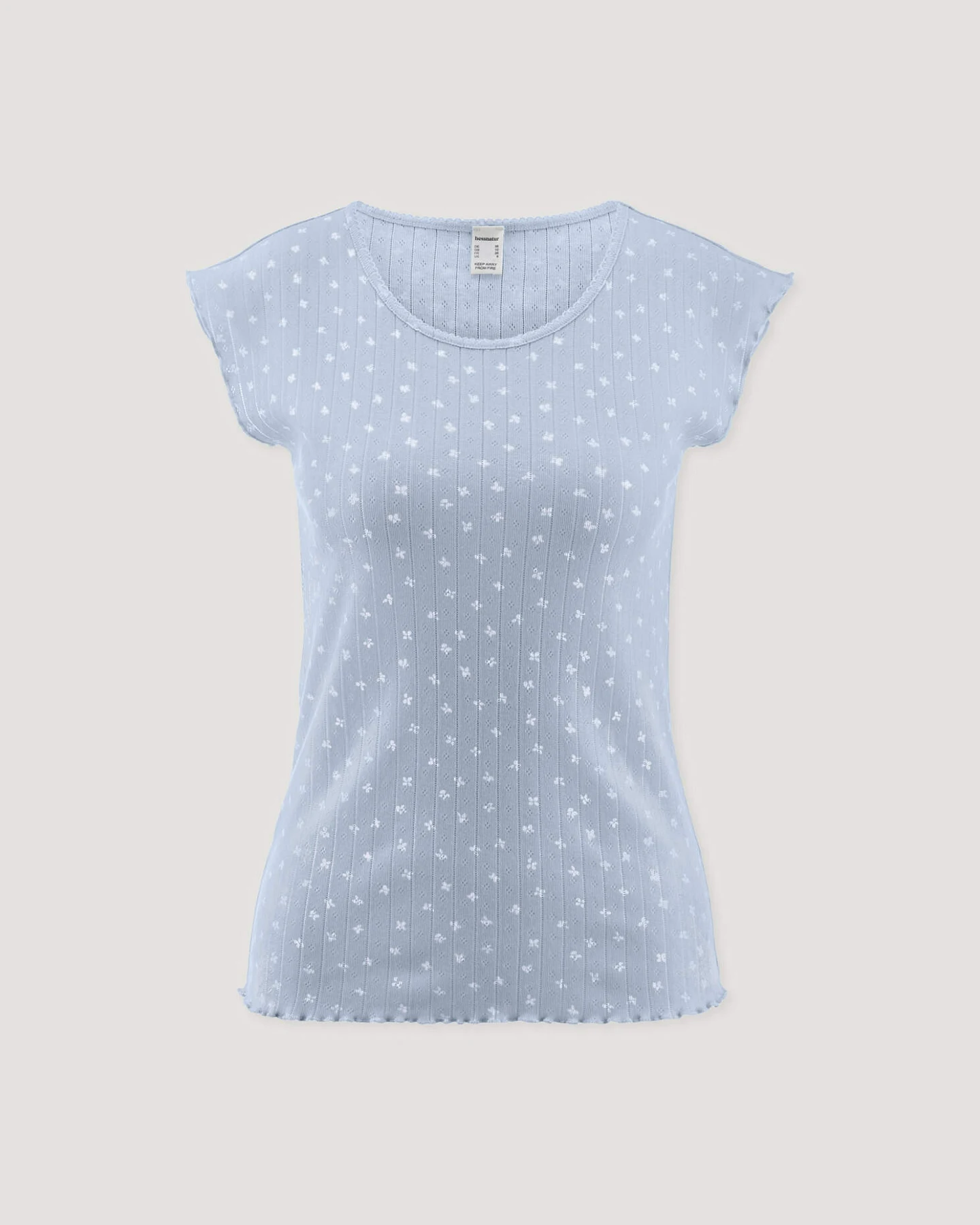 hessnatur Damen Pointelle Schlafshirt PURE COTTON aus Bio-Baumwolle - blau - Größe 38 – Ansicht 4