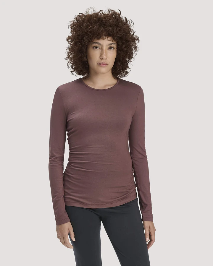 hessnatur Damen Longsleeve PURE FLOW aus TENCEL™ Modal - braun - Größe 34