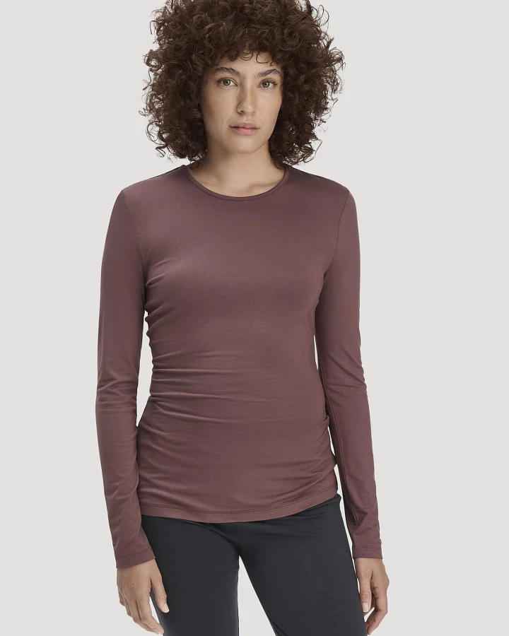 hessnatur Damen Longsleeve PURE FLOW aus TENCEL™ Modal - braun - Größe 34