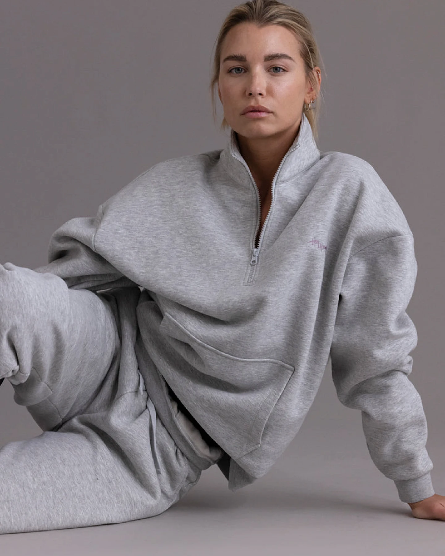 Hey Honey Cuff Sweat Pants - Grey Melange – Ansicht 3